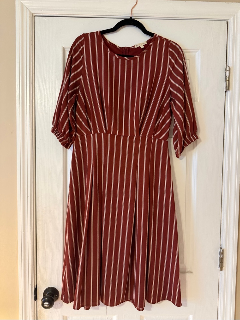 Women's Rust Striped Midi Dress - Unbranded
